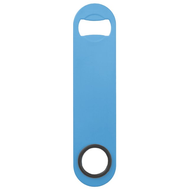 Himmelblauer Flaschenöffner mit individuellem Text (Vorderseite)