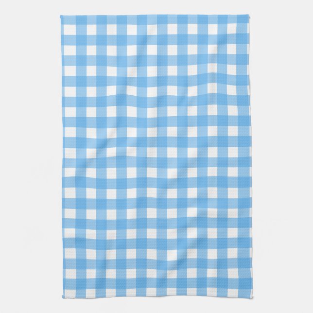 Himmelblauer Gingham Geschirrtuch (Vertikal)