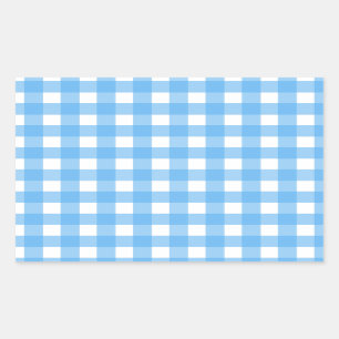 Himmelblauer Gingham Rechteckiger Aufkleber