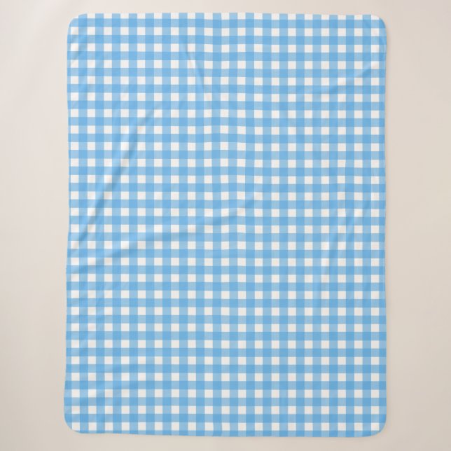 Himmelblauer Gingham Sherpadecke (Vorderseite)