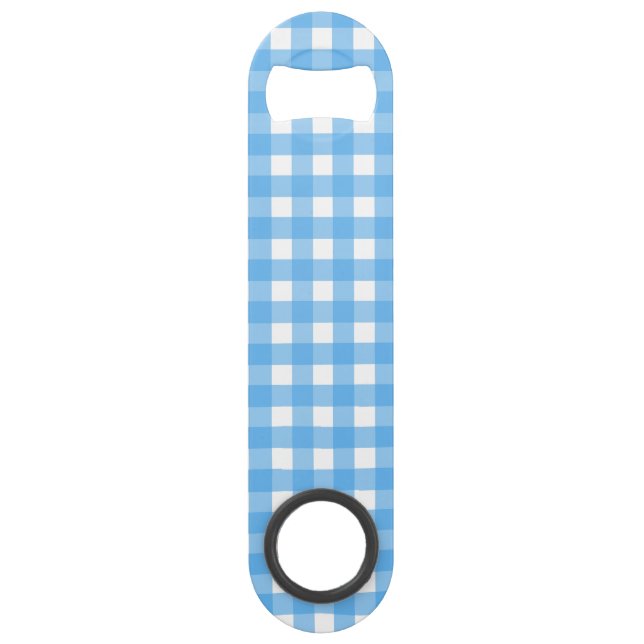 Himmelblauer Gingham Speed Flaschenöffner (Vorderseite)