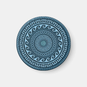 Himmelblauer Griechischer Schlüssel Schild Magnet