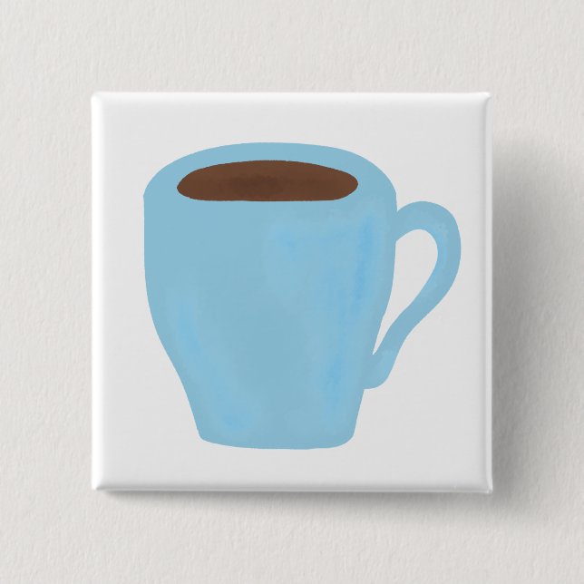 Himmelblauer Kaffeetassen-Geschenk Button (Vorderseite)