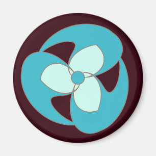 Himmelblauer Retro-Halbmond-Spiralblumenmagnet Magnet