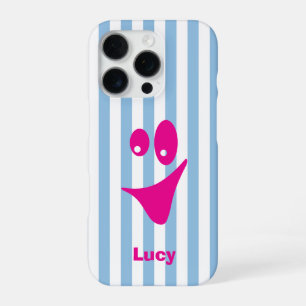 Himmelblauer Streifen Hot Pink Quirkylächeln iPhone 16 Pro Hülle