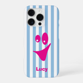Himmelblauer Streifen Hot Pink Quirkylächeln iPhone 16 Pro Hülle