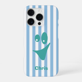 Himmelblauer Streifen-Mint-Quirky-Lächeln iPhone 16 Pro Hülle