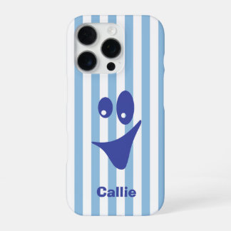Himmelblauer Streifen Navy Quirkylächeln iPhone 16 Pro Hülle