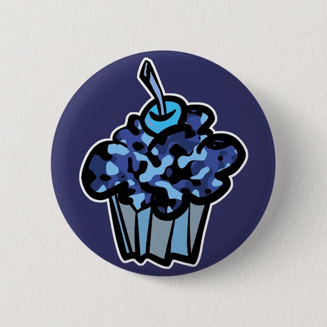 himmelblauer Tortenboden-Cupcake Button (Vorderseite)