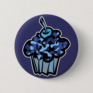 himmelblauer Tortenboden-Cupcake Button