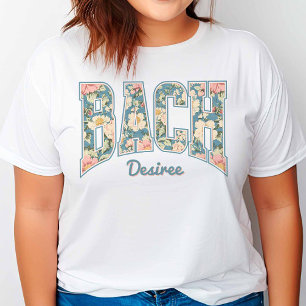 Himmelblaues Retro-Blumenmuster BACH Brautjungfer T-Shirt