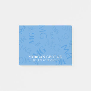 Himmelblaues Vielfaches von Monogrammen mit Ihrem  Post-it Klebezettel