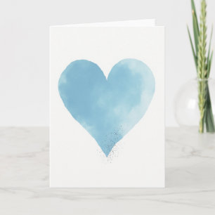 Himmelblaues Wasserfarbe-Herz-Glitter-Karte Karte