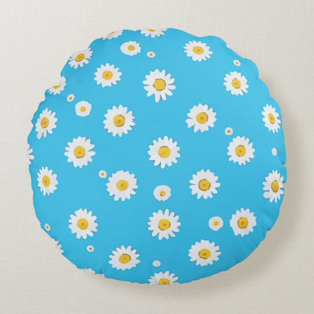 Himmelblüten Gänseblümchen Rundes Kissen (Vorderseite)