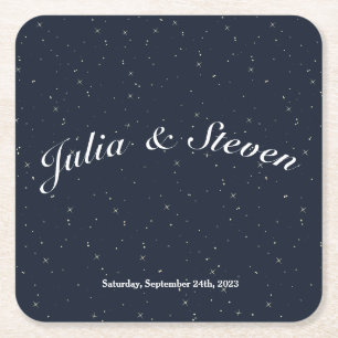 Himmelfahrt Night Sky Navy & Star Hintergrund Rechteckiger Pappuntersetzer