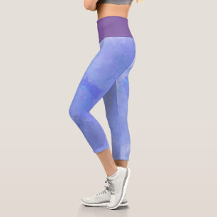 Himmelfarbe und Lila Capri Leggings