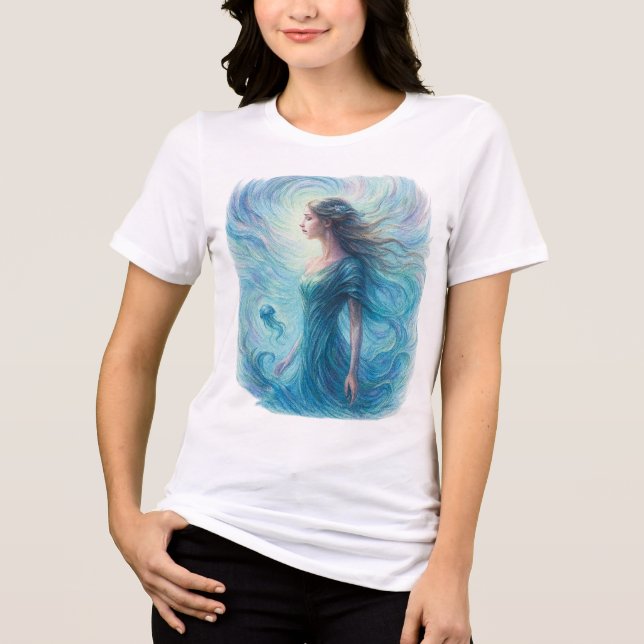 Himmelgeist in wirbelndem Kosmos Tri-Blend Shirt (Vorderseite)