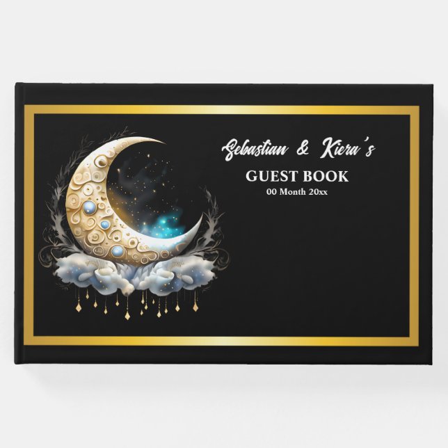 Himmelmond Silhouette Sternennacht Gästebuch (Vorderseite)