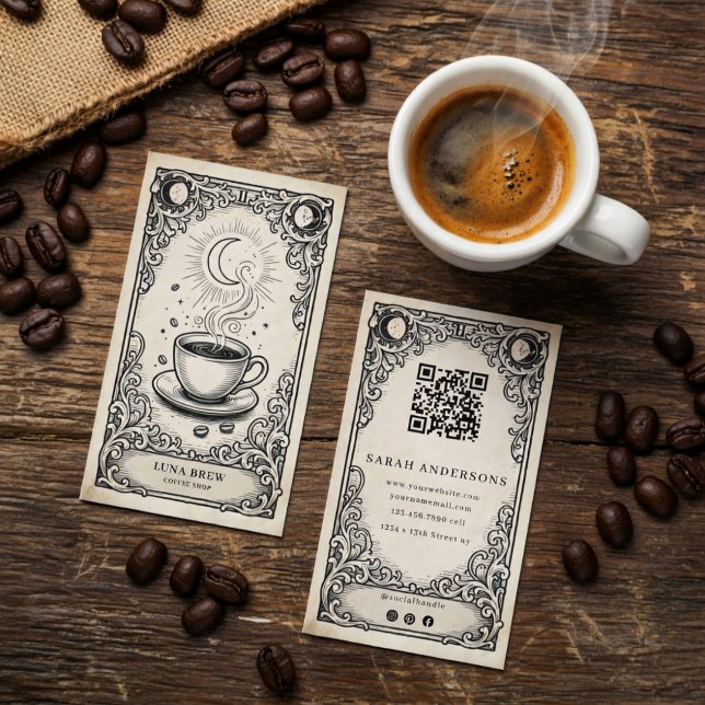 Himmels Café | Vintage Celestial Visitenkarte (Von Creator hochgeladen)