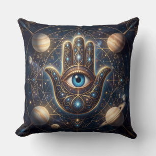 Himmels-Hamsa-Hand & Böser Blick Kosmischer Schutz Kissen