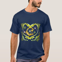Himmels-Herz & Mond Grafik-T-Shirt - Gold & Na