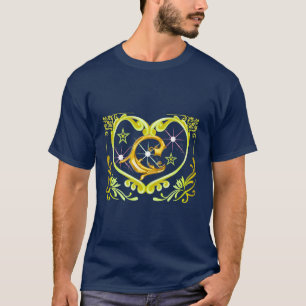 Himmels-Herz & Mond Grafik-T-Shirt - Gold & Na T-Shirt
