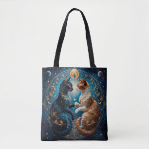 Himmels Katzen in kosmischer Kunst mit Gold und Bl