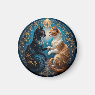 Himmels Katzen in kosmischer Kunst mit Gold und Bl Magnet