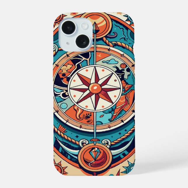 Himmels-Kompass iPhone 15 Hülle (Rückseite)