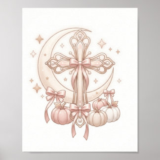Himmels Kreuz & Herbstmond Wandkunst Poster