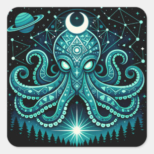 Himmels-Oktopus – Kosmische Intelligenz-Wildlife Quadratischer Aufkleber