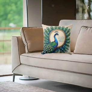 Himmels-Pfau-Blüten-Bibelvers Kissen