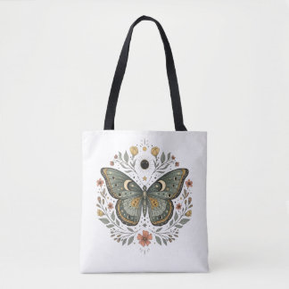 Himmels-Schmetterling-Blumen-Illustration-Tasche