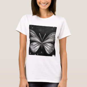 Himmels-Schmetterling Schwarz-Weiß-Grafik  T-Shirt