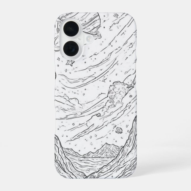 Himmels-Skizzenansicht iPhone 16 Hülle (Rückseite)