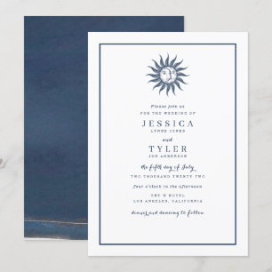 Himmels-Sonne & Mond Blau Einladung