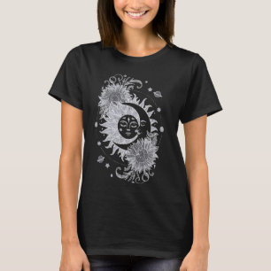 Himmels-Sonne-Mond-Blumen-Astrologie-Mondphasen Vi T-Shirt