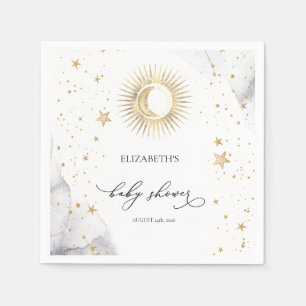 Himmels-Sonne, Mond, Sterne Baby Shower Serviette