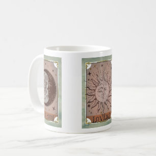 Himmels-Sonne- und Mond-Vintage-Tarotkarte Kaffeetasse