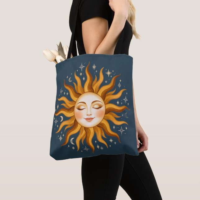 Himmels-Sonnengesicht Vintage Boho Kunst  (Von Nahem)