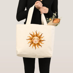 Himmels-Sonnengesicht Vintage Boho Kunst  Jumbo Stoffbeutel