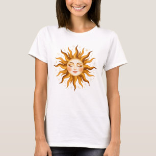 Himmels-Sonnengesicht Vintage Boho Kunst T-Shirt