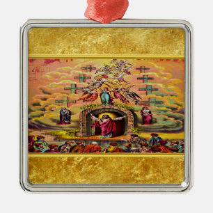 Himmels Tor mit einer Goldfolientextur und Jesus Ornament Aus Metall
