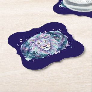 Himmels-Wasserfarben-Löwe-Galaxie-Set Untersetzer