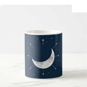 Himmels-Wasserfarben-Tasse - Tiefes Navy & Silber Kaffeetasse