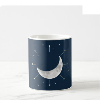Himmels-Wasserfarben-Tasse - Tiefes Navy & Silber Kaffeetasse
