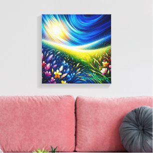 Himmels-Wiese – traumhafte Wildblumenlandschaft Leinwanddruck