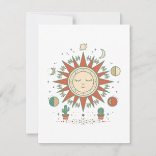 Himmels Wüsten-Rundsticker - Sonne Mond Planet C RSVP Karte