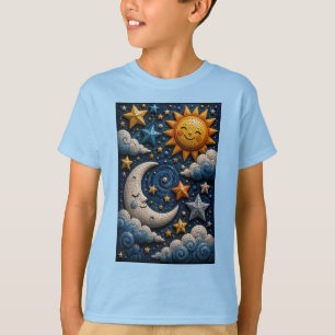 Himmelsabenteuer 3D-Mosaik-Kinder-T-Shirt T-Shirt
