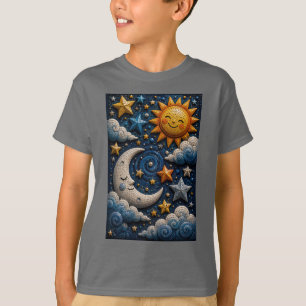 Himmelsabenteuer 3D-Mosaik-Kinder-T-Shirt T-Shirt